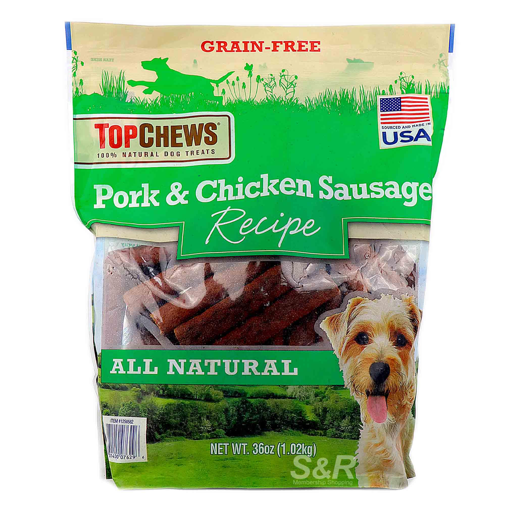 Top Chews All Natural Dog Treats Pork & Chicken Sausage Recipe 1.02kg